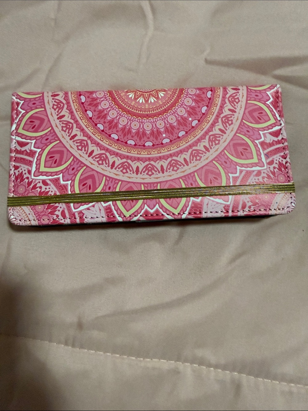 Pink Mandala Pattern Checkbook Wallet